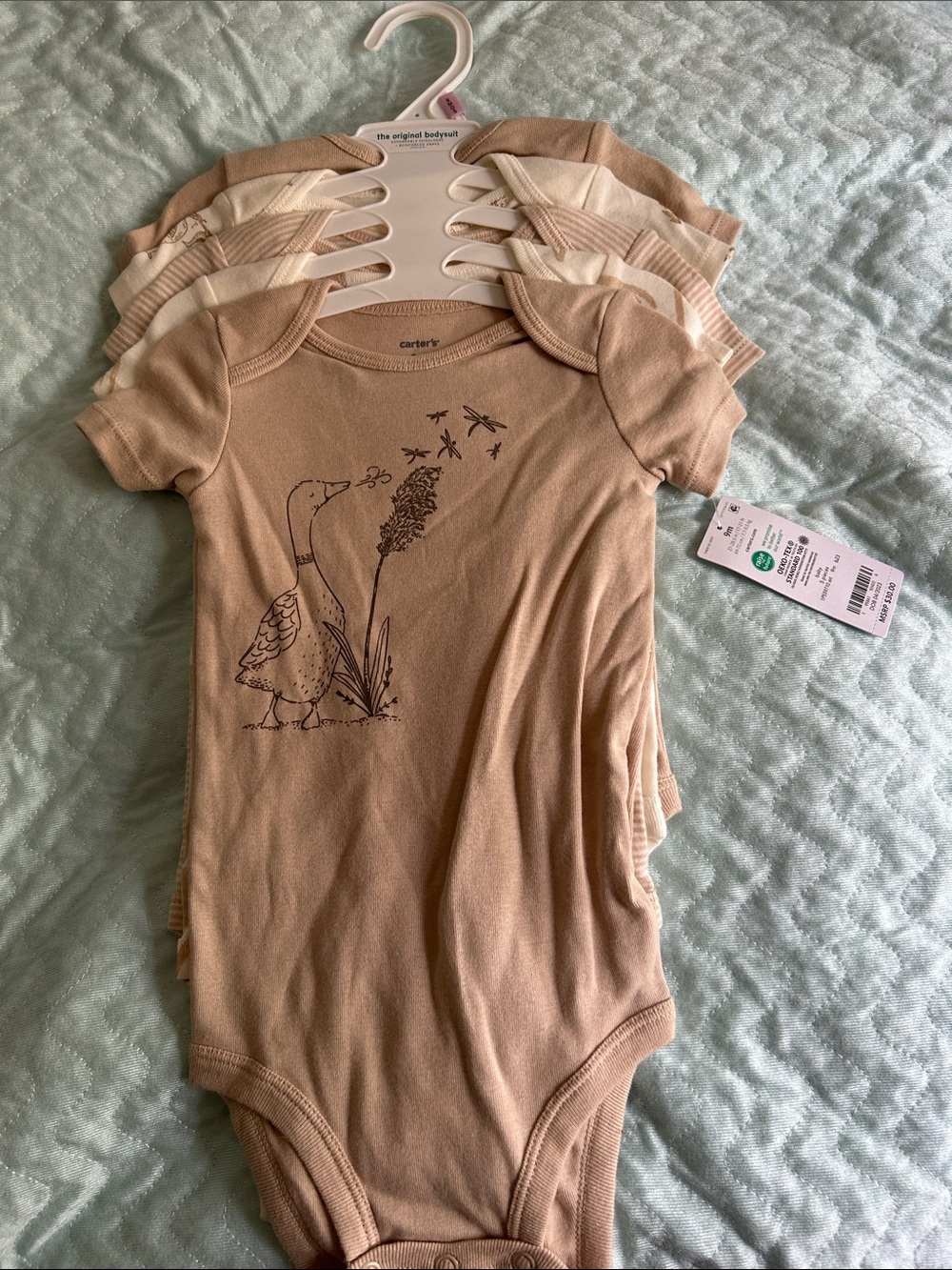 Carter's Beige Goose Graphic One-Piece Bodysuits - Neutral 5-Pack